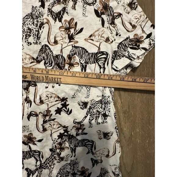 Anthropologie T-Shirt SMALL Padua Safari Print Short Sleeve Crew Neck Casual - Picture 5 of 11